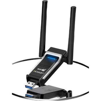 EDUP Gigabit Gaming WiFi 7 Driverless USB Wireless Network Adapter, 6500M Tri-Band 5G Wireless Network Card for Desktop And Laptop Computers, WIFI Receiver EP-BE1703S