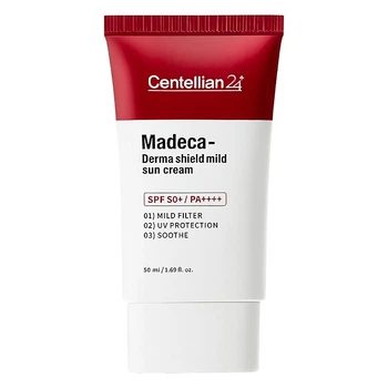 М'який сонцезахисний крем для обличчя Centellian24 Madeca Shield Mild Suncream SPF 50+ PA++++ 50мл