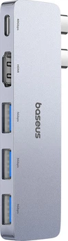 USB-хаб Baseus UltraJoy Series 5-Port HUB Space Grey (USB-C x 2 to USB-C 40Gbps x 1+HDMI 4K@30Hz x 1+USB3.0 x 3) (B00052801811-04)
