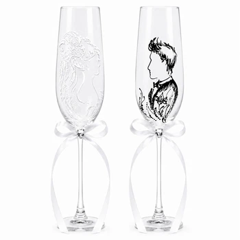 Весільні келихи для шампанського "Wedding Silhouette" з ручним розписом (SY-265)