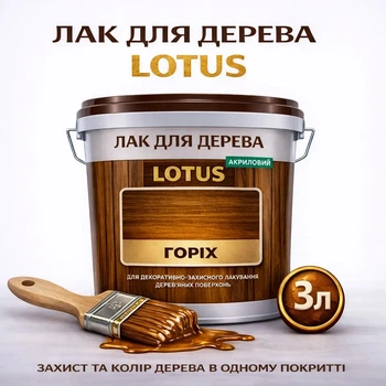 Лак для дерева LOTUS декоративно-защитный глянцевый Орех 3 л