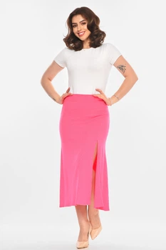 Юбка женская однотонная в рубчик малинового цвета Fashion размер 48-50 (215250)