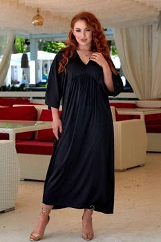 Туника женская однотонная черного цвета Fashion размер 42-48 (215380)