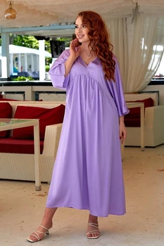 Туника женская однотонная сиреневого цвета Fashion размер 42-48 (215373)