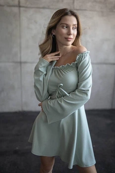 Платье женское однотонное мятного цвета Fashion размер 46-48 (215284)