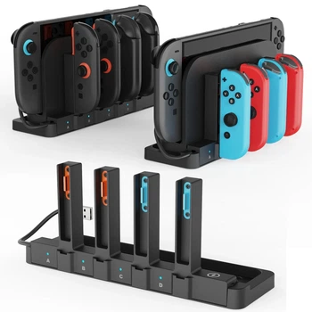 Зарядна станція для контролерів Nintendo Switch, док-станція для зарядки 4 контролерів, чорна