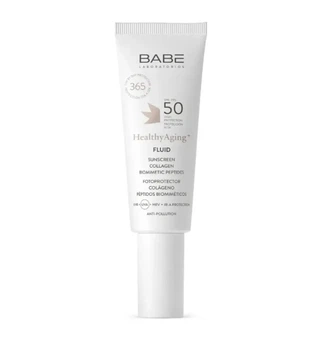 Сонцезахисний флюїд Babe Laboratorios SPF 50 з ANTI-AGE ефектом, колагеном і пептидами, 40 мл — Бабе Лабораторіос