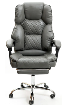 Офисное кресло Diego Comfort Pro серое Офисное компьютерное кресло до 120 кг Офисное кресло с подставкой для ног