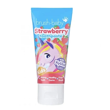 Дитяча зубна паста з ксилітом та фтором від 3 років, полуниця Brush-Baby Natural Strawberry Unicorn 50 мл