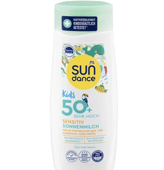 Детское солнцезащитное молочко для чувствительной кожи SUNDANCE Sonnenmilch Kids sensitiv, LSF 50+, 200 ml
