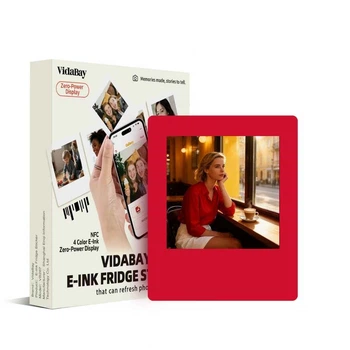 Фоторамка-магнит VidaBay FridgeMagnet с экраном E‑Paper загрузка фото через NFC Red (6979981540017)