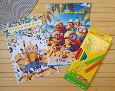 Раскраска Посіпаки Minions А5 набір 2 шт + олівці (28802)