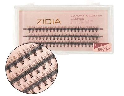 Вії накладні пучкові Zidia Cluster Lashes 10D C 0.10 (3 лєнти, розмір 9 мм)