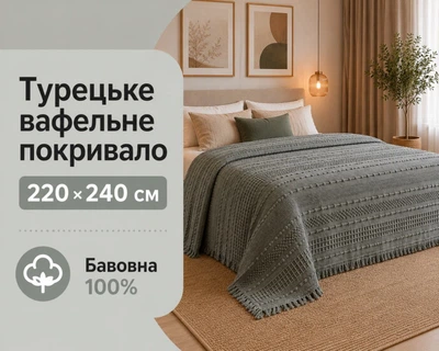 Турецкое вафельное покрывало First Choice Sole 220x240 см Green