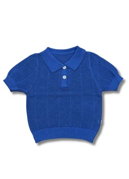 Детское вязаное поло Soft Knit синее р. 120