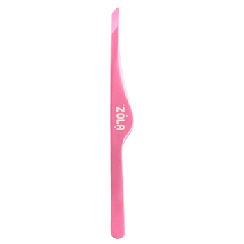 Пінцет скошений професійний для брів ZOLA Color Series - Light Pink