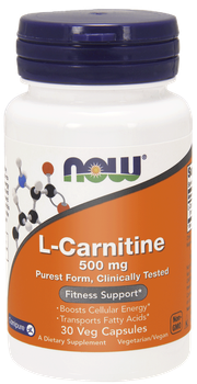 Spalacz tłuszczu Now Foods L‑Carnitine 500 mg 180 kapsułek (733739000736)