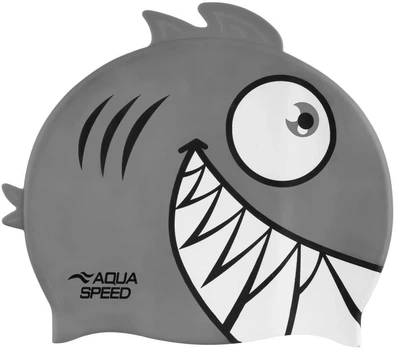Шапка для плавания AQUA SPEED силиконовая OSFM серый пирания