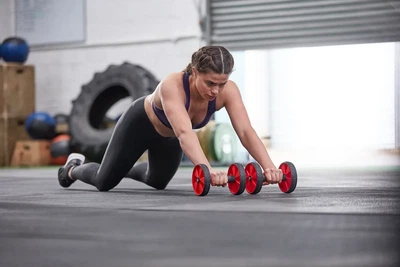 Ролики для пресса Adidas пластик поролон ONE SIZE черный красный