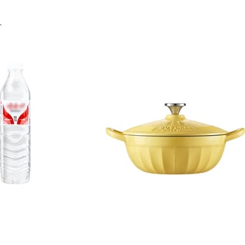 Buydeem [Эксклюзив JINGDONG] Эмалированная чугунная кастрюля для тушения и варки, для индукционных и газовых плит, черная эмаль, 24 см, маленькая, гусиная, желтая