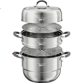 Пароварка MAXCOOK MCZ067 нержавеющая сталь 316L, 3 яруса, 34 см