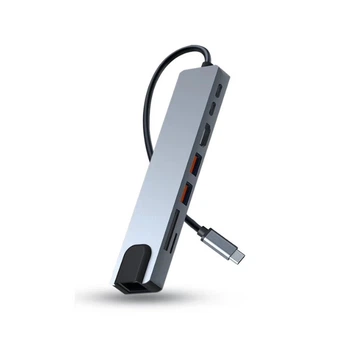Yidesheng Type-C to HDMI Expansion Hub Thunderbolt 4 Multiport Adapter USB Network Converter 7-in-1 for Apple Laptop Tablet