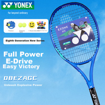 Теннисная ракетка YONEX Full Carbon Power Burst Attack 8-го поколения EZONE ACE, королевский синий, предварительно натянутая струнами, натяжение 54 фунта.