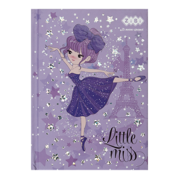 Блокнот А6 64арк ZB.12714-07 LITTLE MISS клітинка,тверда обкладинк,мат.лам.+лак,фольга фіолетов (20)