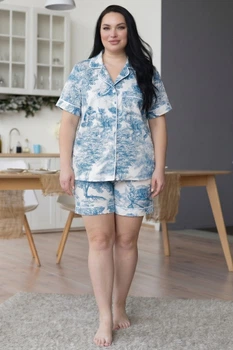 Пижама женская с шортами и рубашкой короткий рукав Пбл1202, 3XL (52-54)