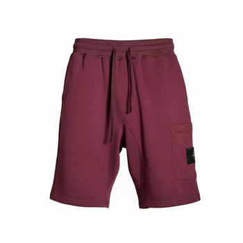 Подовжені чоловічі шорти в стилі Stone Island Organic Cotton Fleece Long Knee Shorts бордові розмір XL (SI18005.3XL)