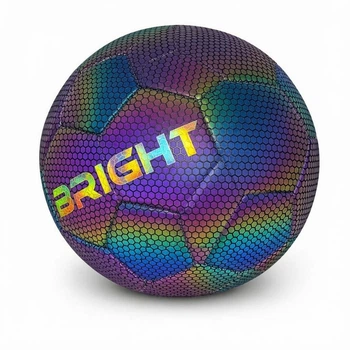 Голографический мяч BRIGHT футбольный светоотражающий разноцветный 21 см