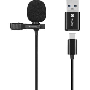 Провідний петличний мікрофон Streamer USB Clip USB-A/USB-C, кабель 3м, чорний
