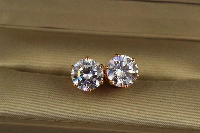 Серьги Xuping Jewelry гвоздики 9 мм оправа корона золотистые