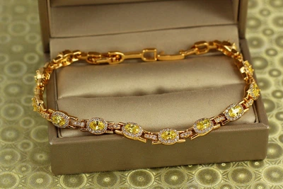 Браслет Xuping Jewelry Мозаика с желтыми камнями 19 см 6 мм золотистый