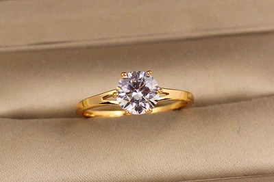 Кольцо Xuping Jewelry Обет с камнем 7 мм р 19 золотистое