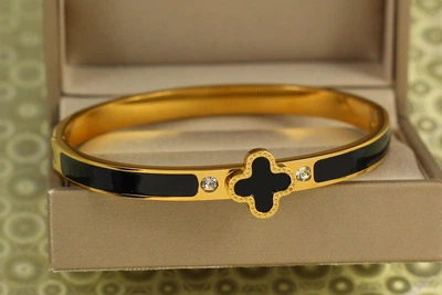 Браслет бенгл Xuping Jewelry жорсткий Golden Alhambra 60 мм на руку від 17 до 19 см лимонний