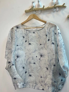 Топ шифон серый в цветы KAPTSOVA MKKS098-2 - Oversize 42/52, Сірий