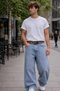 Чоловічі джинси SUPER BAGGY широкі блакитний розмір 28