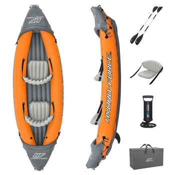 Надувний каяк Bestway Lite-Rapid X2 65077 – 2-місний байдарка 321×88×42 см, вантажопідйомність до 160 кг, у комплекті 2 весла та насос