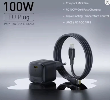 Сетевое зарядное устройство 100W Baseus EnerFill FH2 Fast Charger с кабелем USB-C Quick Charging GaN