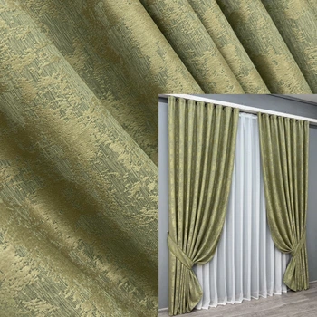 Комплект готових штор VR-Textil Жакард Sultan YL № 1213ш Оливковий 150х270 см 2 шт (33-0039)