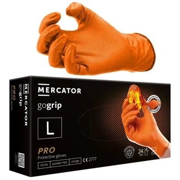 Набір з 3 упак. Рукавички нітрилові Mercator Gogrip Orange помаранчеві 50 штук розмір L