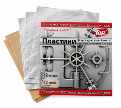 Защитные пластины для газовой плиты Top Pack 12 алюминиевых пластин + 12 листов пергамента от жира