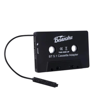 Автомобильный аудиоадаптер Beianshu ZHX-008 AUX кассета с Bluetooth 5.1, MP3-плеер для iPhone Samsung, Xiaomi Black