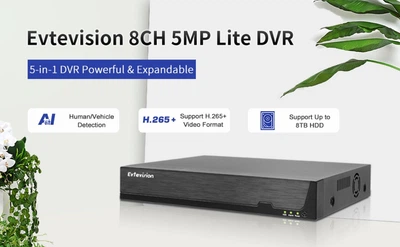 Evtevision 8CH 5MP Lite Hybrid DVR XVR та5-in-1 (ES-A1708-5MN) - видеорегистратор для камер видеонаблюдения
