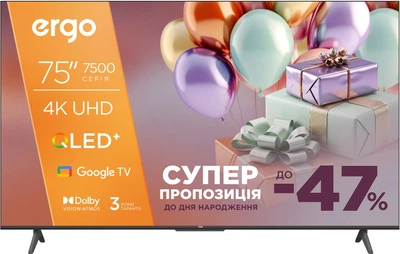 Телевизор Ergo QLED 75" 75JUQ7500