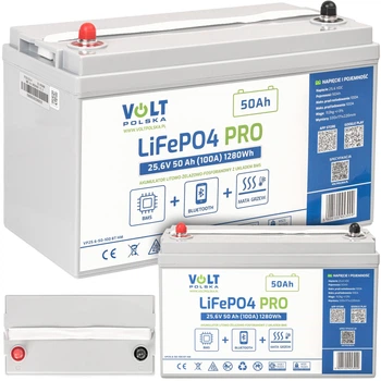 Akumulator Volt Polska LiFePO4 25.6V 50Ah 100A BMS Bluetooth + mata grzewcza (6AKLI24110)