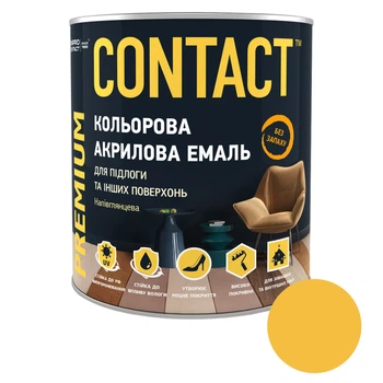 Емаль кольорова акрилова Contact Універсальна для підлоги та інших поверхонь напівглянсова 0,75 кг Жовтий