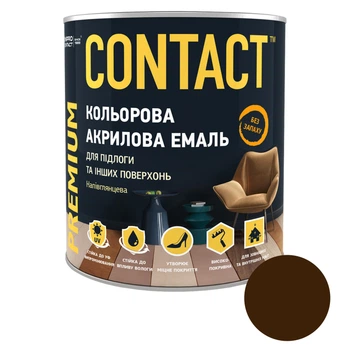 Емаль кольорова акрилова Contact Універсальна для підлоги та інших поверхонь напівглянсова 0,75 кг Шоколад