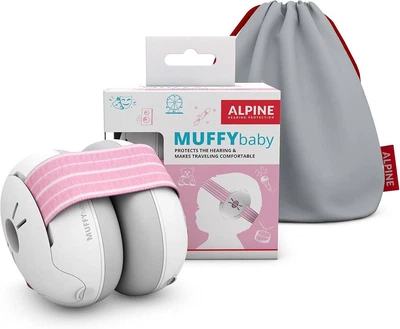 Alpine Muffy Baby -kids— захисні навушники для дітей від шуму (SNR 23 dB), рожеві та сірі, з чохлом